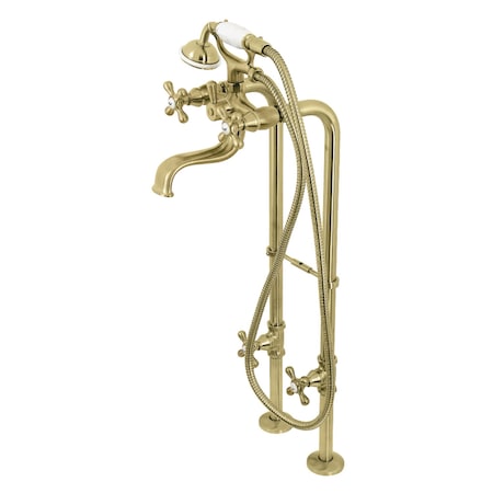 Kingston Brass CCK226K7 Freestanding Clawfoot Tub Faucet Package with Supply Line, Brushed Brass CCK226K7